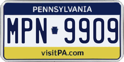 PA license plate MPN9909