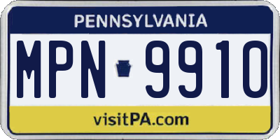 PA license plate MPN9910