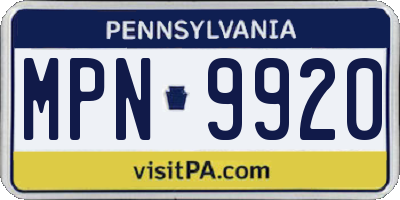 PA license plate MPN9920