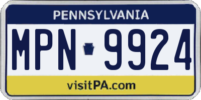 PA license plate MPN9924