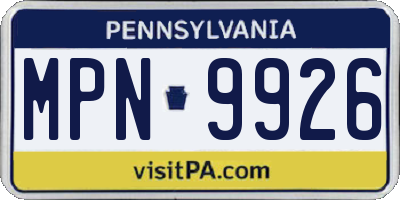 PA license plate MPN9926
