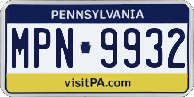 PA license plate MPN9932