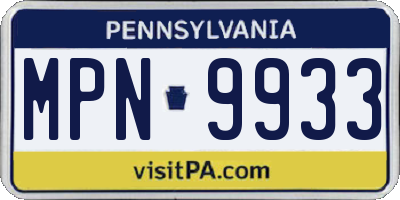 PA license plate MPN9933