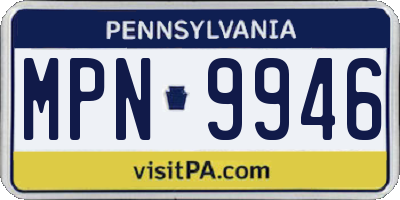 PA license plate MPN9946