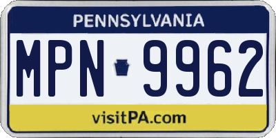 PA license plate MPN9962