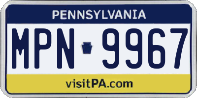 PA license plate MPN9967