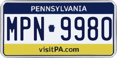 PA license plate MPN9980
