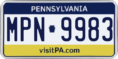 PA license plate MPN9983