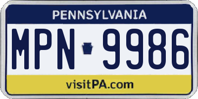 PA license plate MPN9986