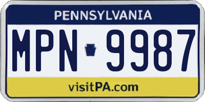 PA license plate MPN9987