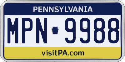 PA license plate MPN9988