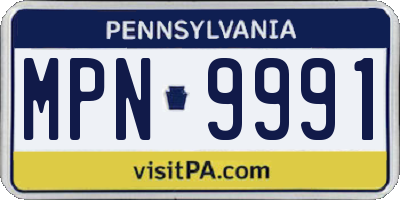 PA license plate MPN9991