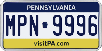 PA license plate MPN9996