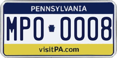 PA license plate MPO0008