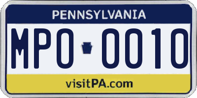PA license plate MPO0010