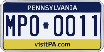 PA license plate MPO0011