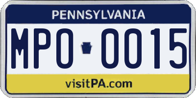 PA license plate MPO0015