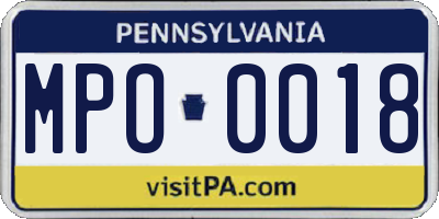 PA license plate MPO0018