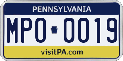 PA license plate MPO0019