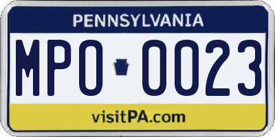 PA license plate MPO0023