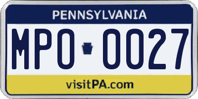 PA license plate MPO0027
