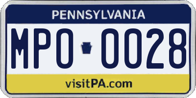 PA license plate MPO0028