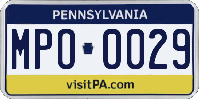 PA license plate MPO0029