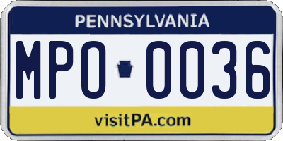 PA license plate MPO0036