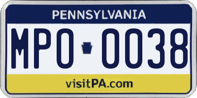 PA license plate MPO0038