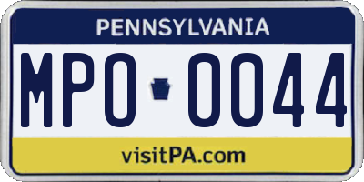 PA license plate MPO0044