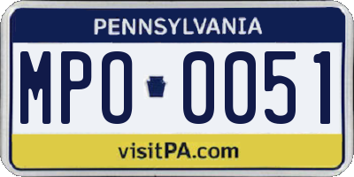 PA license plate MPO0051