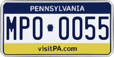 PA license plate MPO0055