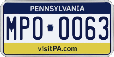 PA license plate MPO0063