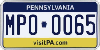 PA license plate MPO0065