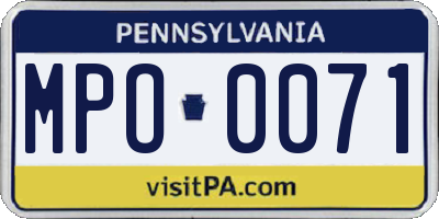PA license plate MPO0071