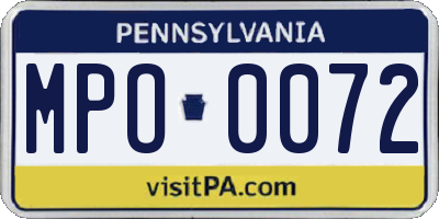 PA license plate MPO0072