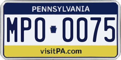 PA license plate MPO0075