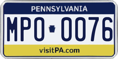 PA license plate MPO0076