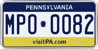 PA license plate MPO0082