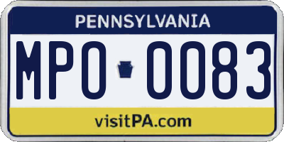PA license plate MPO0083