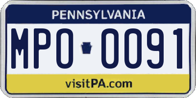 PA license plate MPO0091