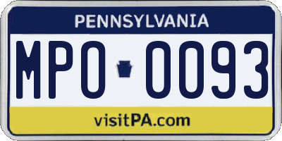 PA license plate MPO0093