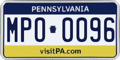 PA license plate MPO0096