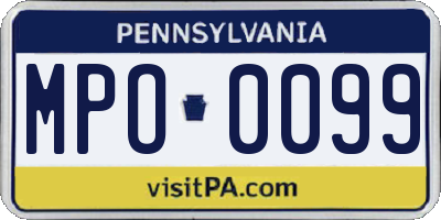 PA license plate MPO0099