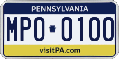 PA license plate MPO0100