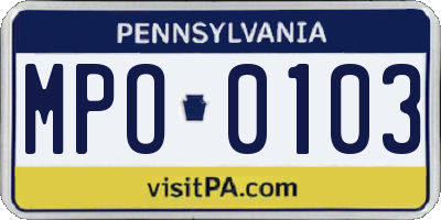 PA license plate MPO0103