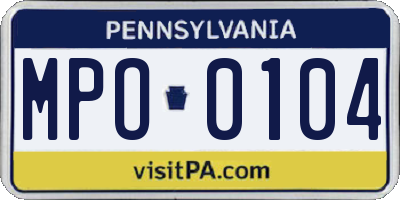PA license plate MPO0104