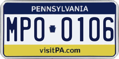 PA license plate MPO0106