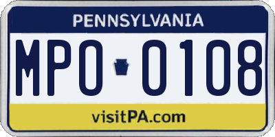 PA license plate MPO0108