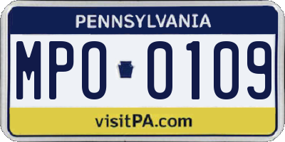 PA license plate MPO0109